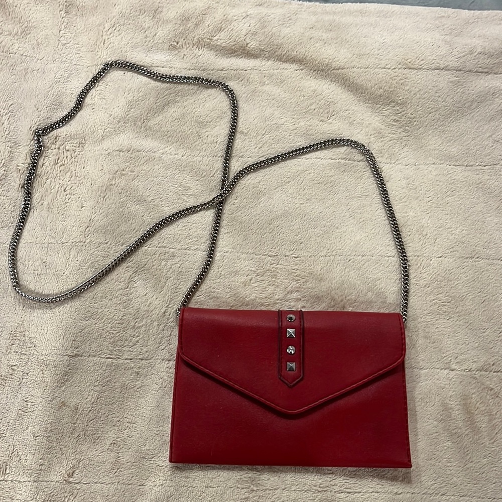 Red Purse with metal strap